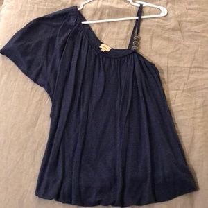 Ella Moss deep purple asymmetrical blouse